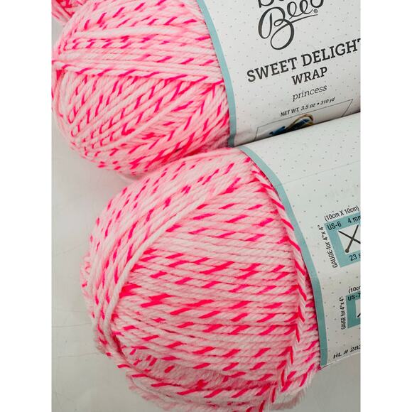 3 Baby Bee Sweet Delight Wrap Baby Yarn Pink White PRINCESS Crochet Lovey - Picture 6 of 6